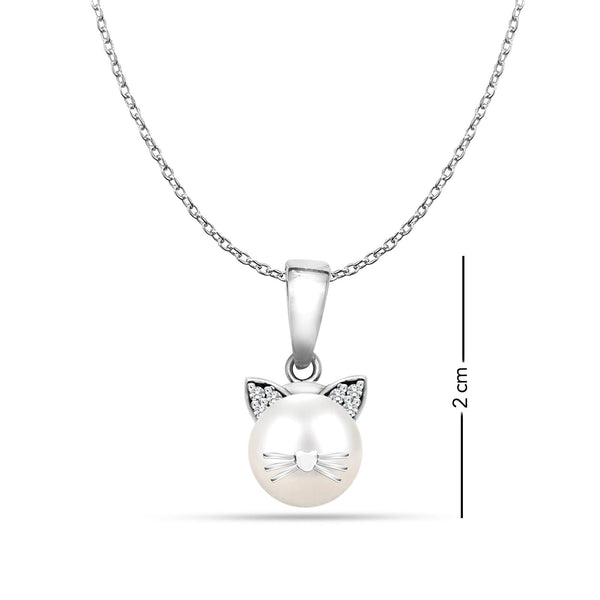 925 Sterling Silver Simulated Cat Pendant Necklace for Women