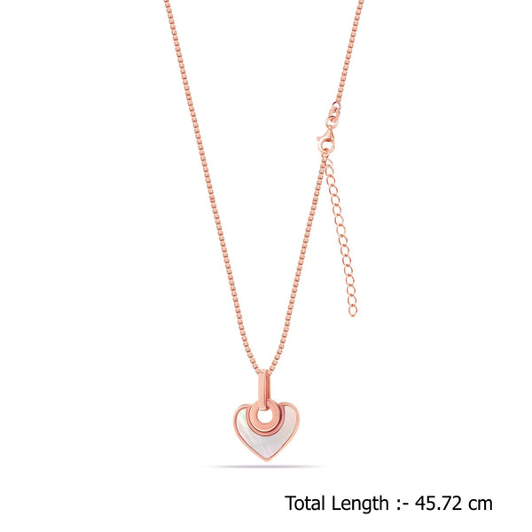 925 Sterling Silver Rose Gold Plated Mother of Pearl Heart Pendant Box Link Chain Necklace for Women and Girls