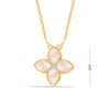 925 Sterling Silver 18K Gold-Plated Mother of Pearl Four Leaf Cubic-Zirconia Pendant Necklace for Women Teen