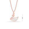 925 Sterling Silver Rose Gold Plated Mother of Pearl Swan Pendant Necklace for Women and Girls