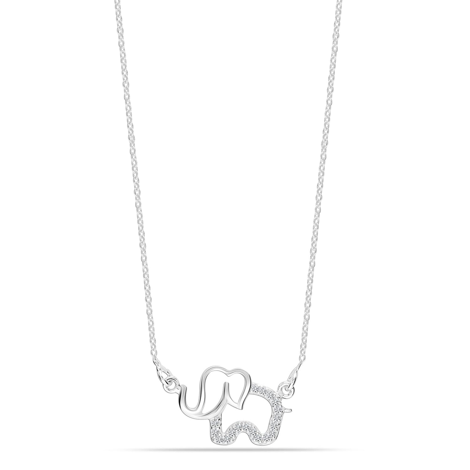 925 Sterling Silver CZ Elephant Necklace for Women Teen