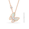 925 Sterling Silver 18K Rose Gold-Plated Mother of Pearl Butterfly Pendant Necklace for Women Teen