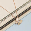 925 Sterling Silver 18K Rose Gold-Plated Mother of Pearl Butterfly Pendant Necklace for Women Teen