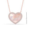 925 Sterling Silver Rose Gold-Plated Mother of Pearl CZ Pave Heart Pendant Necklace for Teen Women