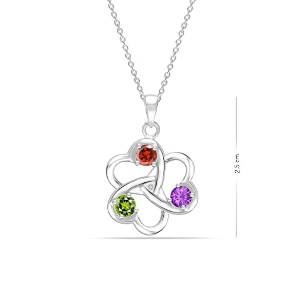 Personalised 925 Sterling Silver 3 Birthstones Build Your Own Customized Chain Love Heart Pendant Necklace for Women