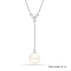 925 Sterling Silver 18K White Gold-Plated 1 CM Pearl Necklace, Hypoallergenic Pearl Y-Necklace for Women