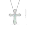 925 Sterling Silver Mother of Pearl Cross Pendant Necklace for Women