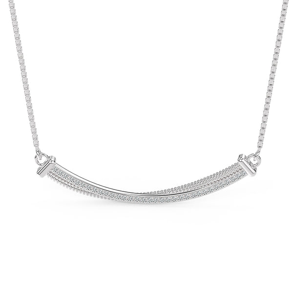 925 Sterling Silver Cubic Zirconia Crossover Bar Classic Design Adjustable Box Chain Necklace for Women