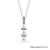 925 Sterling Silver Hanging Pearl with CZ Bar Necklace for Women and Girls