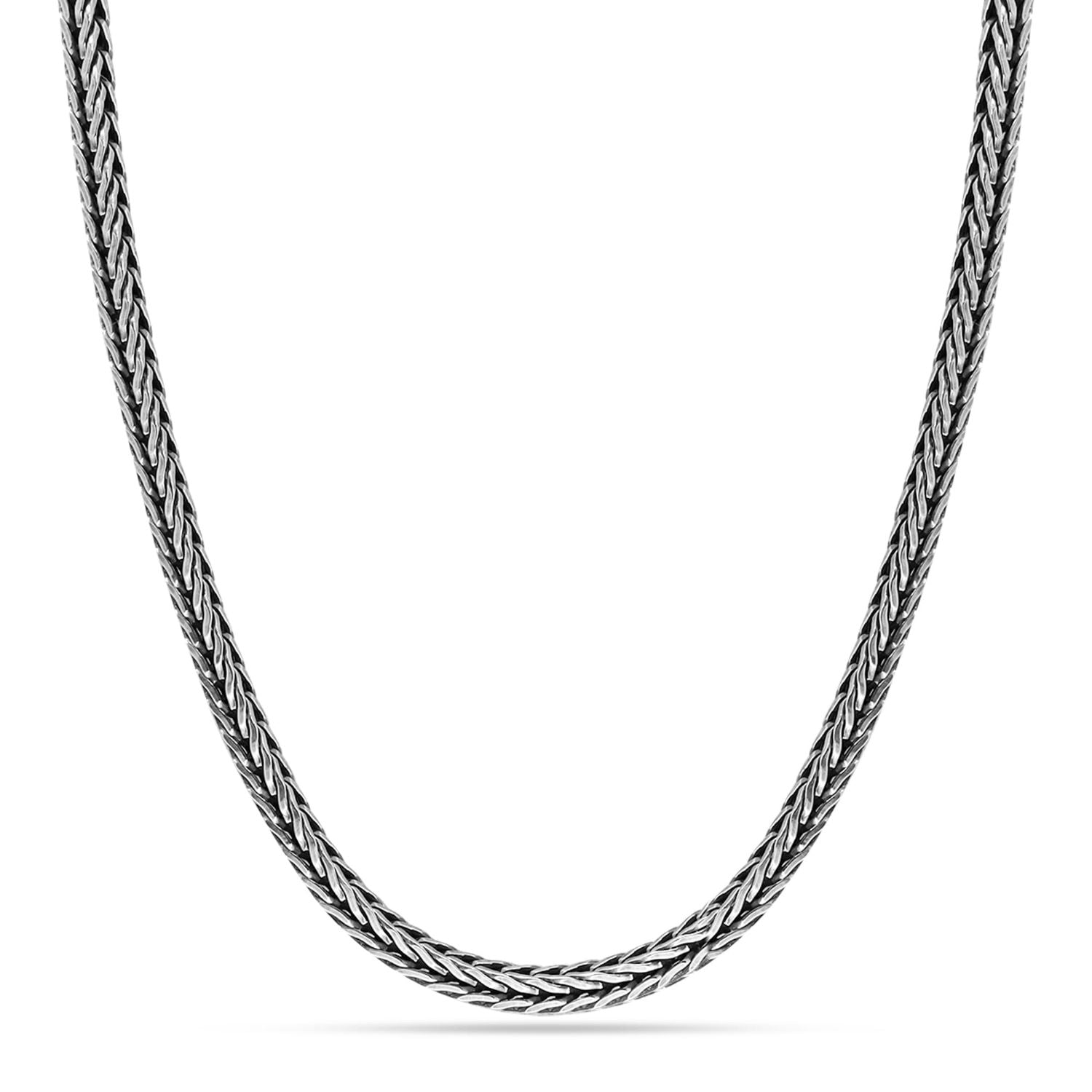 925 Sterling Silver Italian Design Antique Foxtail Chain Necklace Vintage for Women