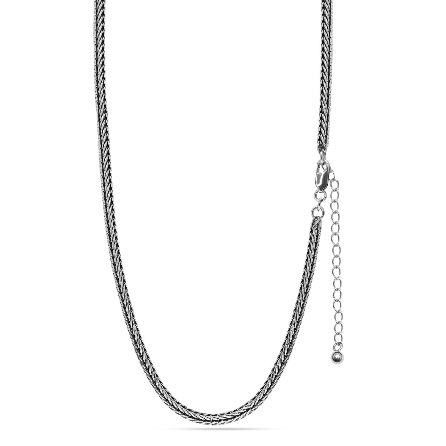 925 Sterling Silver Italian Design Antique Foxtail Chain Necklace Vintage for Women