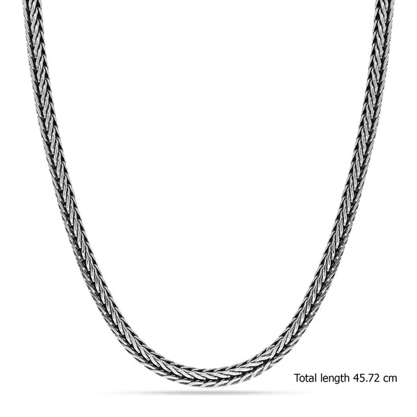 925 Sterling Silver Italian Design Antique Foxtail Chain Necklace Vintage for Women