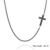 925 Sterling Silver CZ Antique Sideways Cross Pave Religious Venetian Pendant Necklace for Men