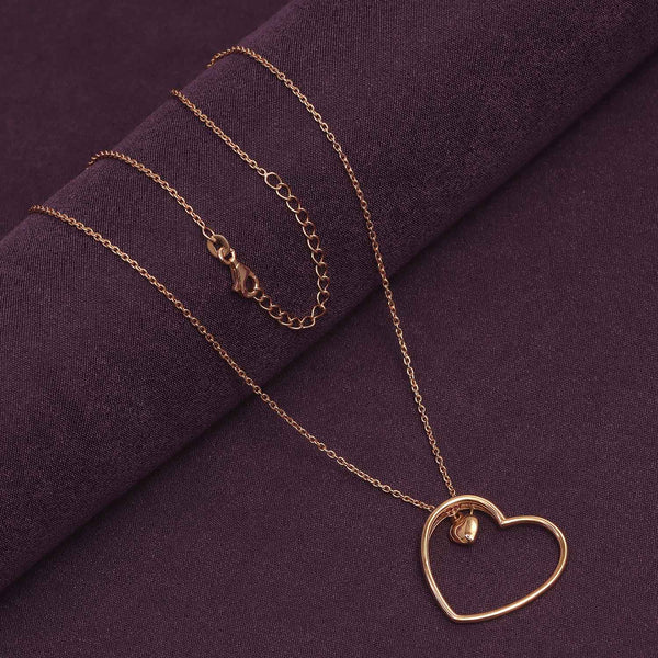 925 Sterling Silver Rose Gold Plated Dual Heart Pendant Necklace for Women and Girls