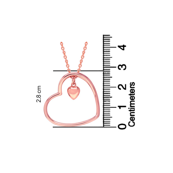 925 Sterling Silver Rose Gold Plated Dual Heart Pendant Necklace for Women and Girls