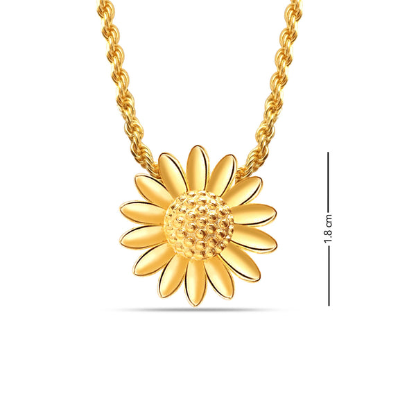 925 Sterling Silver 14K Gold-Plated English Daisy Sun Flower Pendant Necklace for Women