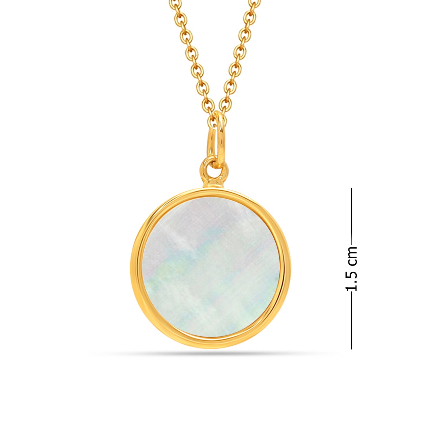 925 Sterling Silver 14K Gold-Plated Mother Of Pearl Circle Disc Pendant Necklace for Women Teen