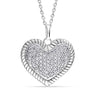 925 Sterling Silver CZ Pave Heart Pendant Necklace for Women and Girls