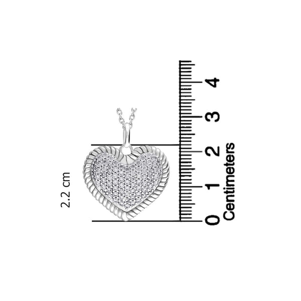 925 Sterling Silver CZ Pave Heart Pendant Necklace for Women and Girls