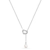 925 Sterling Silver Lariat Freshwater Pearl Open Heart Shape Pendant Necklace for Women Teen and Girls