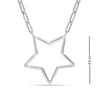 925 Sterling Silver Elegant Open North Star Paperclip Link Chain Pendant Necklace for Women Teen