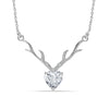 925 Sterling Silver Italian Design CZ Deer Heart Pendant Necklace for Women Teen