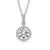 925 Sterling Silver CZ Drizzle Round Drop Pendant with Cable Chain Necklace for Women Teen