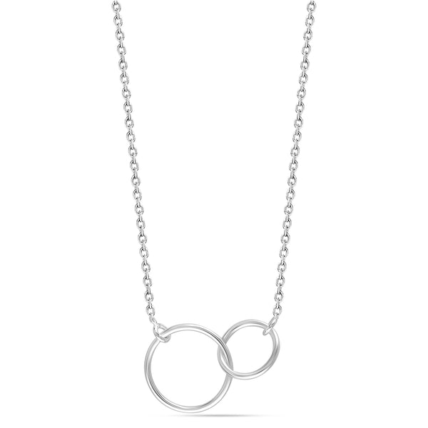 925 Sterling Silver Mother Daughter Interlocking Infinity Double Circle Pendant Necklace for Women