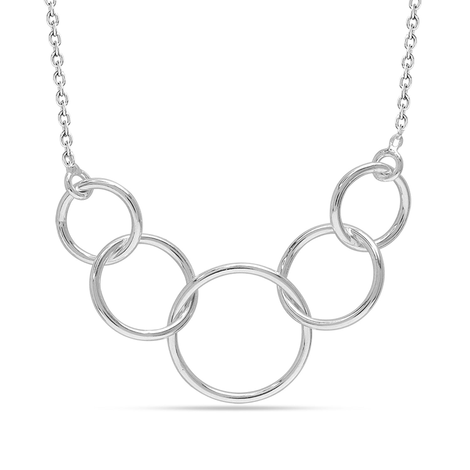 925 Sterling Silver Interlocking Infinity Five Rings Circles Necklace for Women Teen