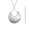 925 Sterling Silver Crescent Drop Hammered Pendant Necklace for Women