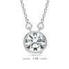 925 Sterling Silver Round Cubic Zirconia Bezel Set Crystal Adjustable Solitaire Cable Chain  Pendant Necklace for Women