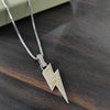 925 Sterling Silver 14K Gold-Plated Iced Flash Thunder Pendant Necklace for Men