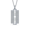 925 Sterling Silver Cubic Zirconia Razor Blade Pendant Necklace for Men