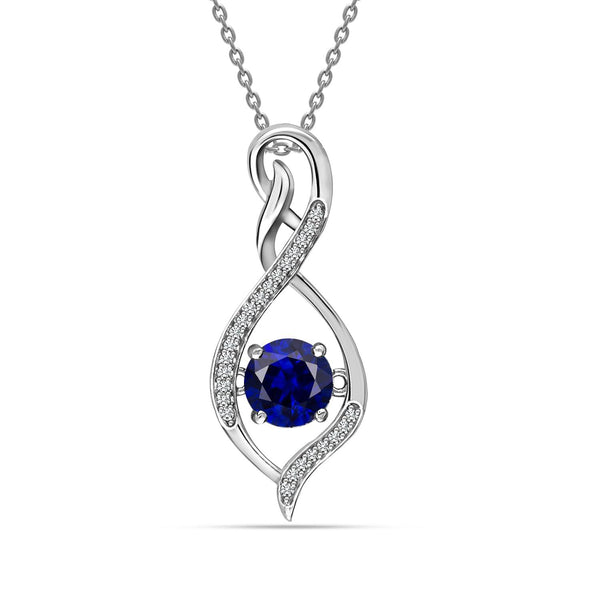 925 Sterling Silver Infinity Birthstone Pendant Necklace for Women