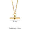 925 Sterling Silver 14K Gold-Plated T-Bar Rolo Link Chain Pendant Necklace for Women