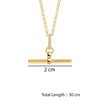 925 Sterling Silver 14K Gold-Plated Cubic Zirconia T-Bar Curb Chain Pendant Necklace for Women