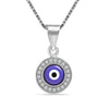 925 Sterling Silver Rhodium Plated CZ Round Evil Eye Pendant Box Chain Necklace for Women Teen