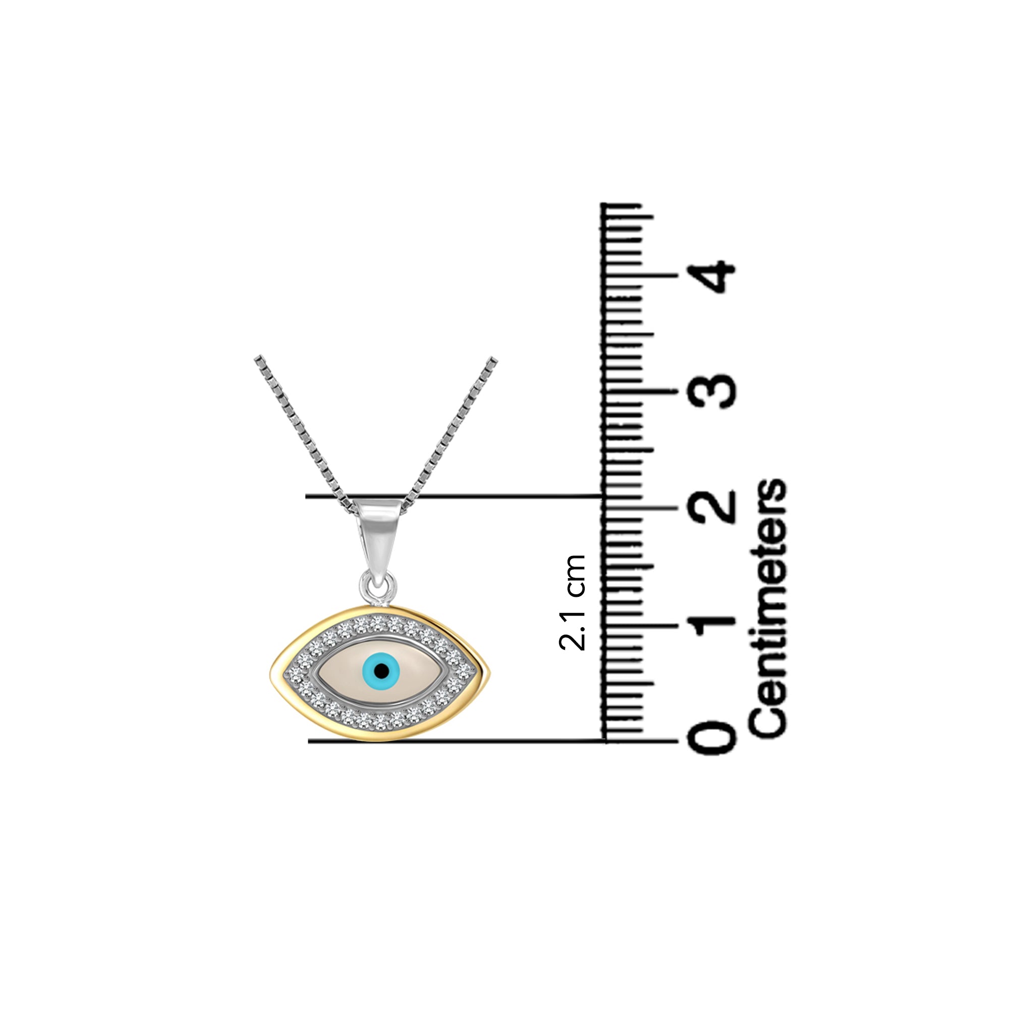 925 Sterling Silver Mother of Pearl CZ Evil Eye Pendant Box Chain Necklace Trendy Jewellery for Women Teen