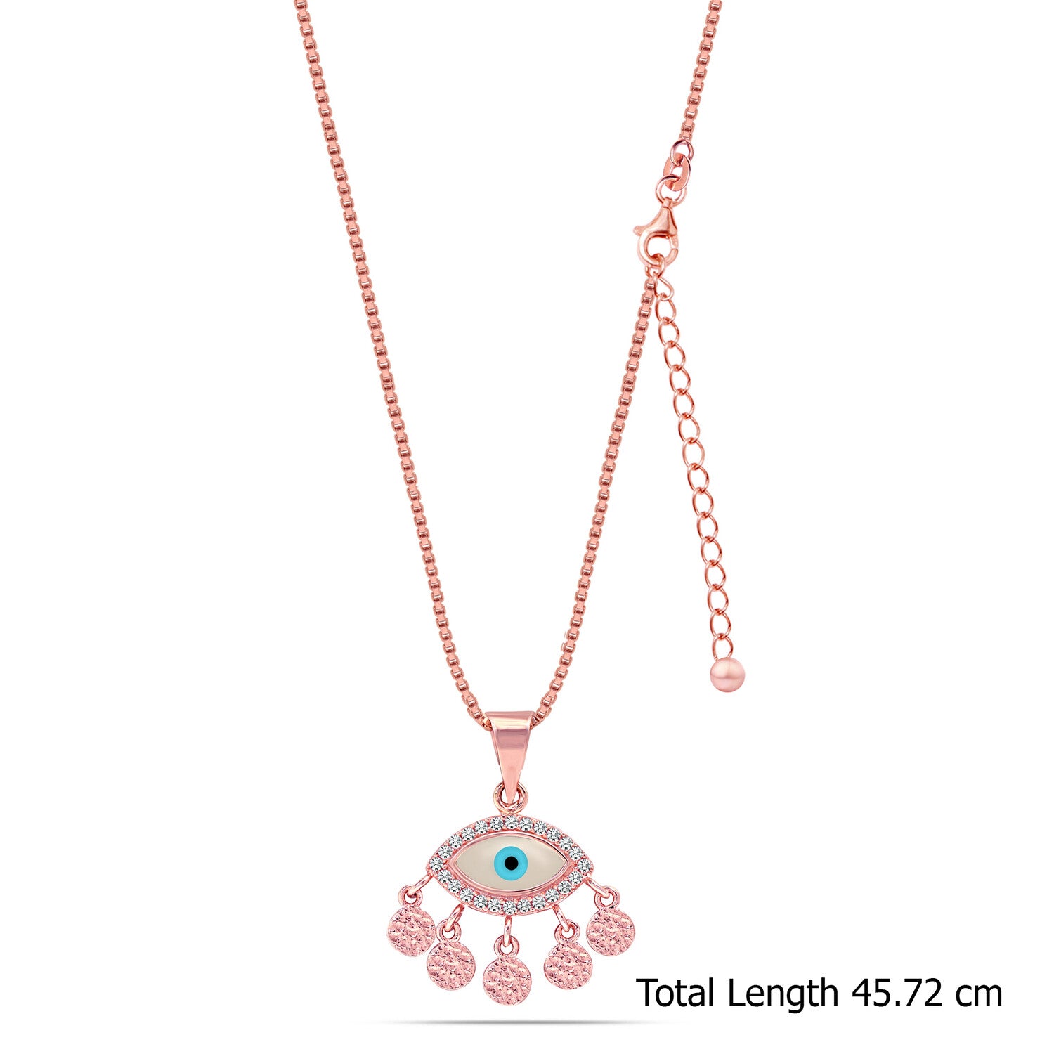 925 Sterling Silver 14K Rose Gold Plated CZ Evil Eye Necklace for Women Teen