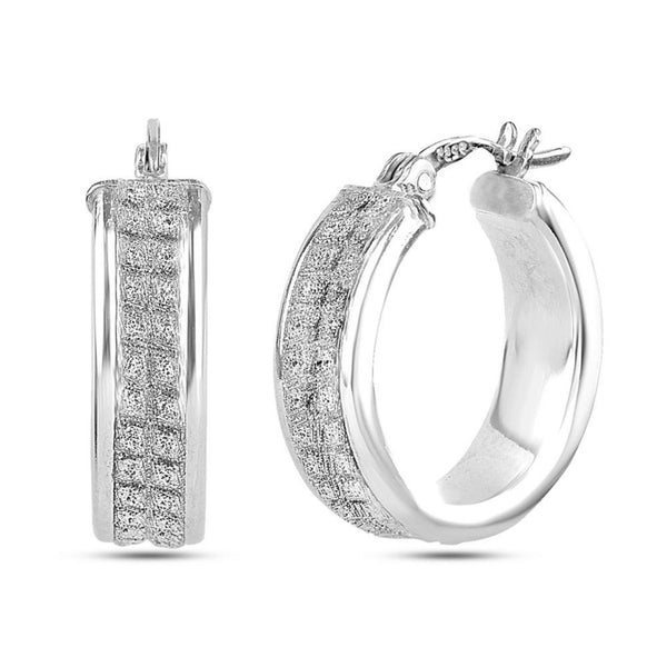 925 Sterling Silver Rhodium Plated Hoop Earrings for Teen Women