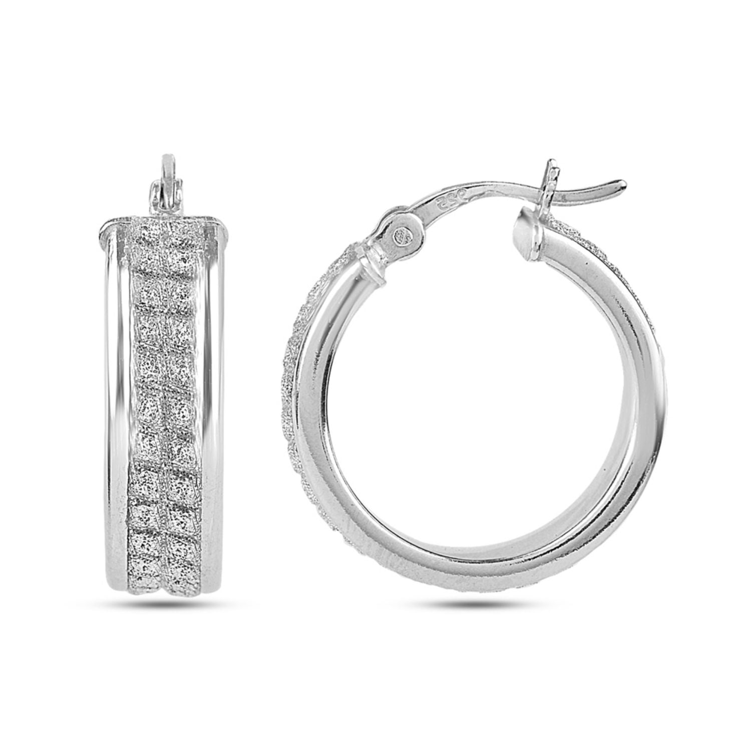 925 Sterling Silver Rhodium Plated Hoop Earrings for Teen Women