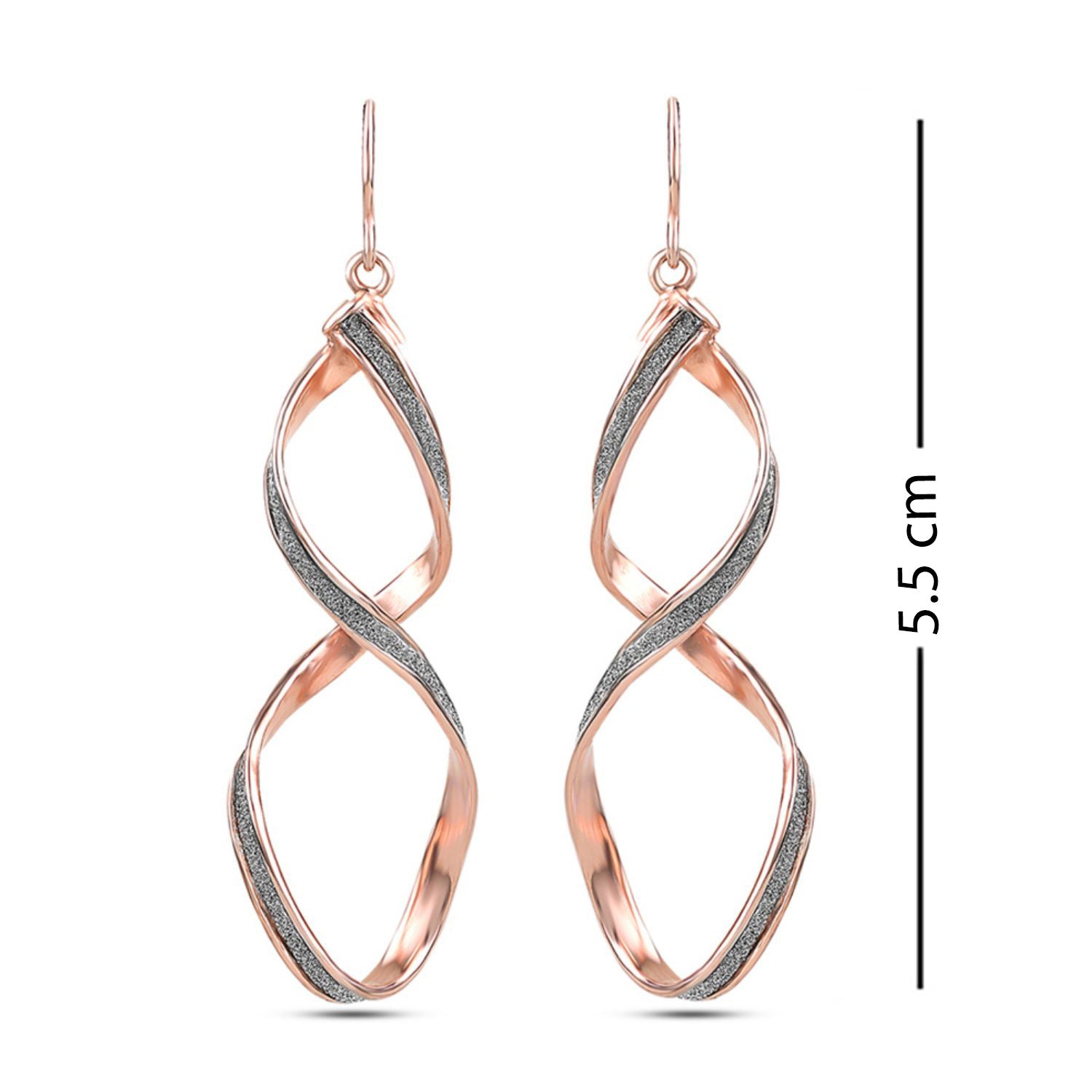 925 Sterling Silver Twist Wave Dangler Glitter Earrings for Women