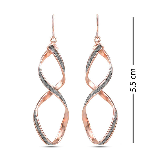 925 Sterling Silver Twist Wave Dangler Glitter Earrings for Women