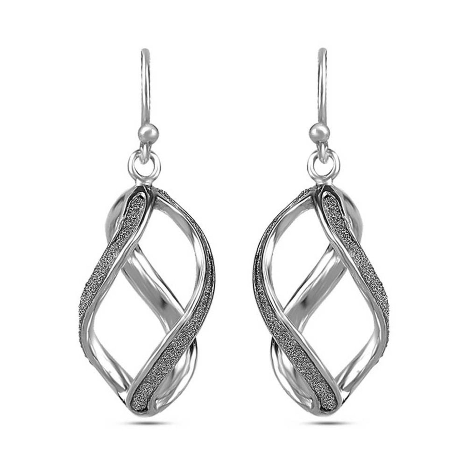 925 Sterling Silver Twist Wave Dangler Earrings for Women 37 MM