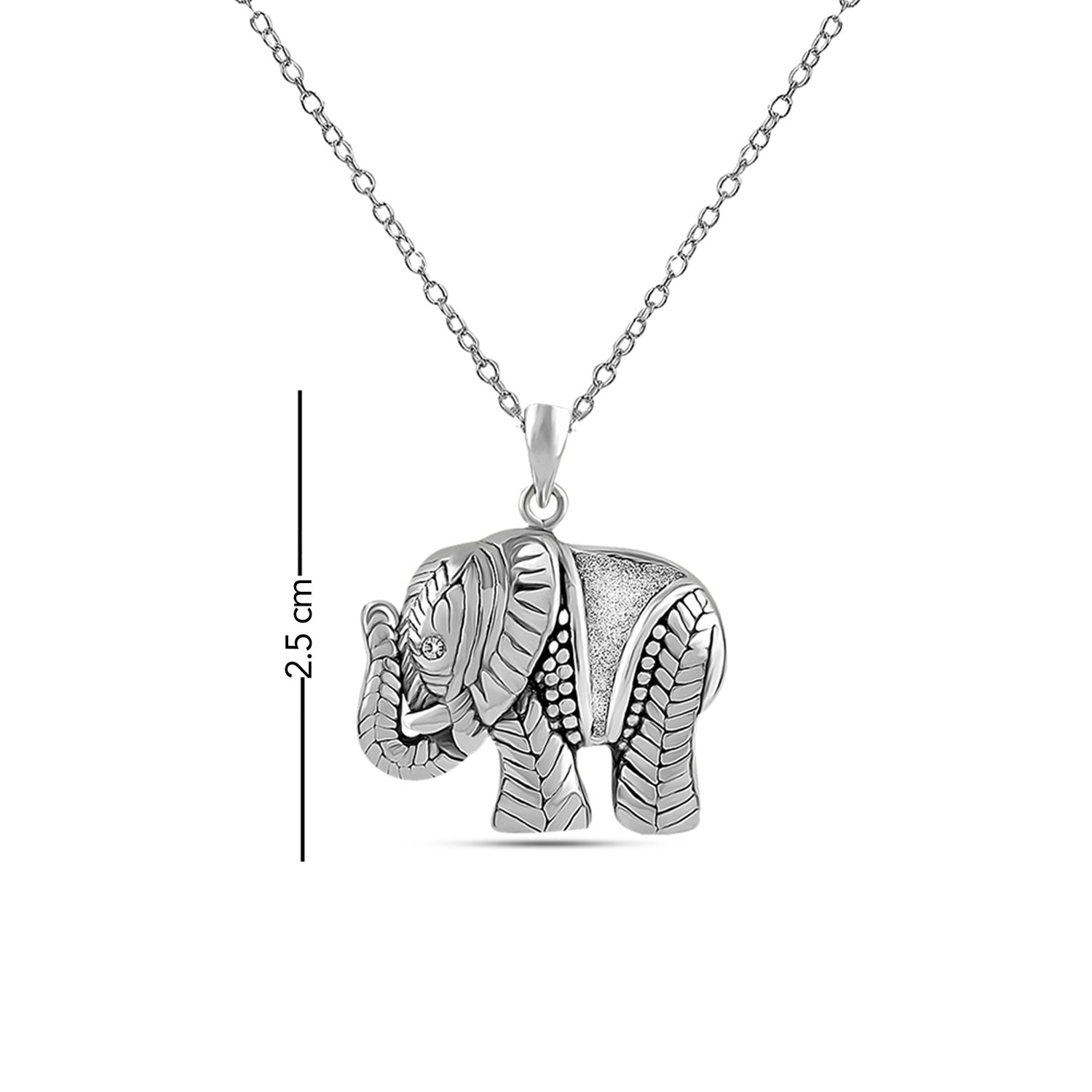 925 Sterling Silver Antique Carved Elephant Charm Pendant Necklace for Women