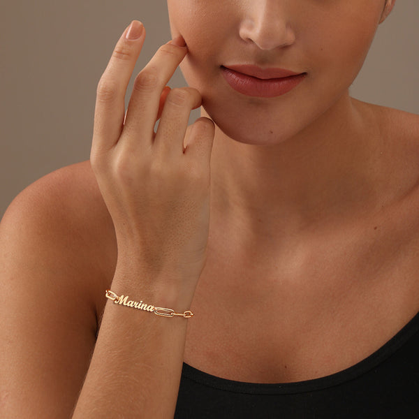 Personalised 925 Sterling Silver Gold Plated Adjustable Handmade Custom Name Bracelet for Women