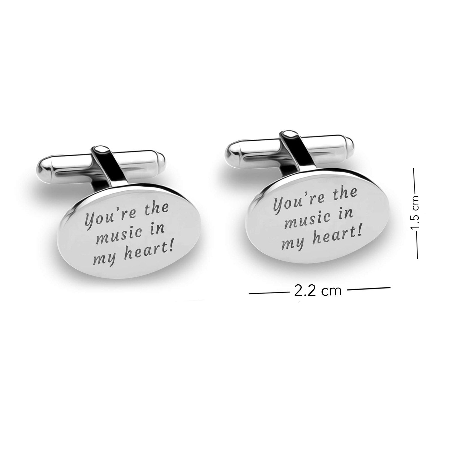 925 Sterling Silver Personalised Engraved Inspirational Quote Round Cufflink for Men and Boys