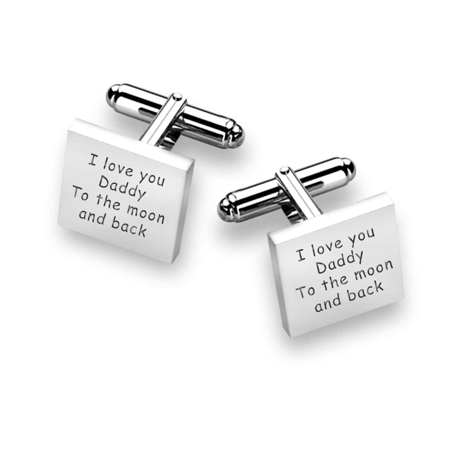 925 Sterling Silver Personalised Engraved Message Square Cufflink for Men and Boys