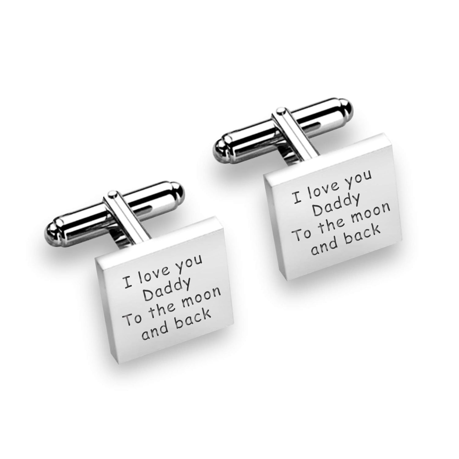 925 Sterling Silver Personalised Engraved Message Square Cufflink for Men and Boys