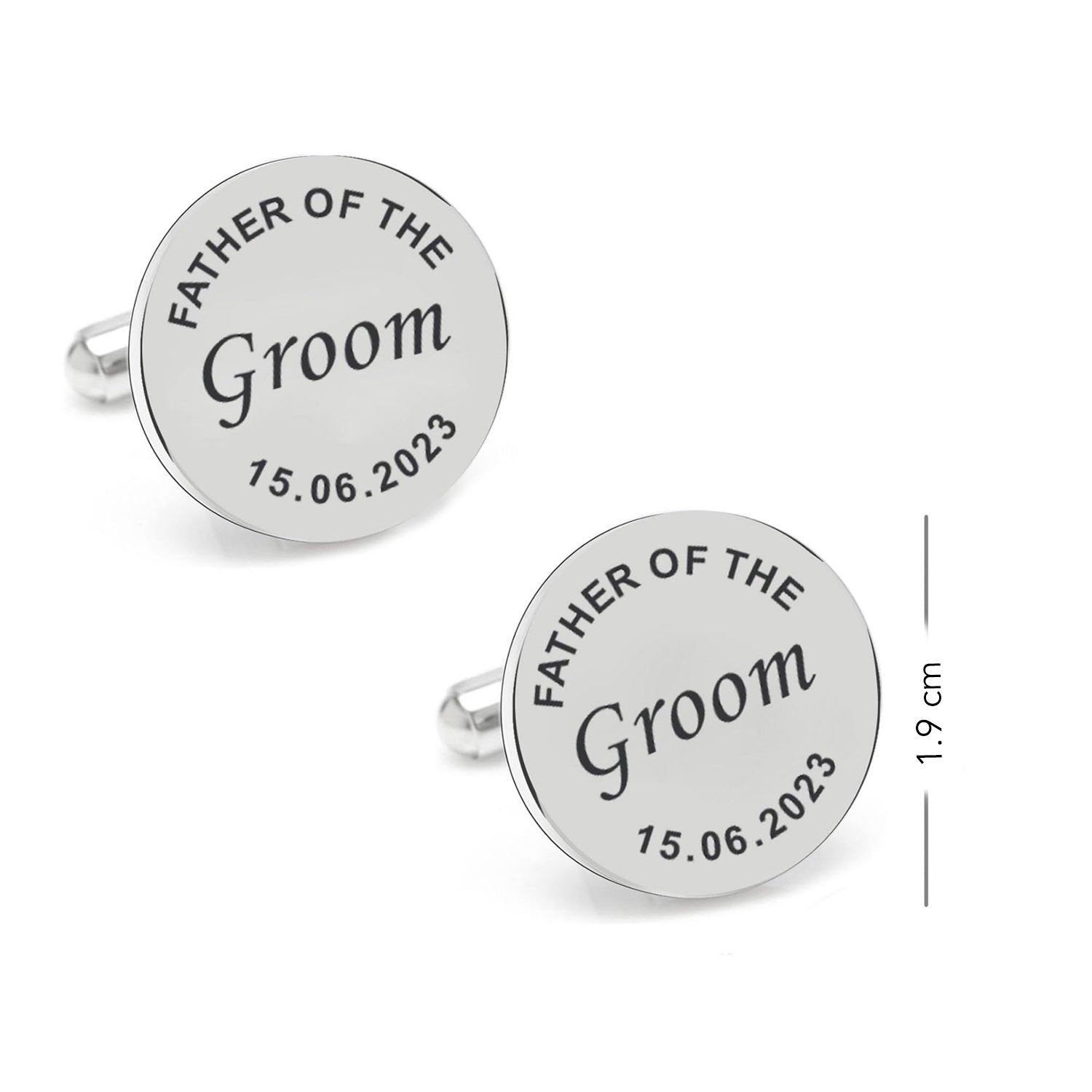 Personalised 925 Sterling Silver Dates Quotes Father of Bride or Groom & Date Cufflink for Men and Boys 1 Pair